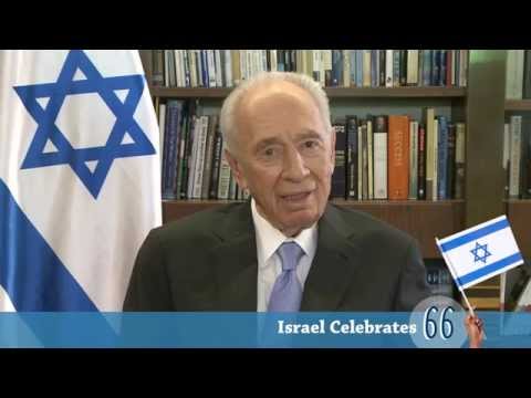 Izraeli President Shimon Peres greeting for Israel’s 66th...