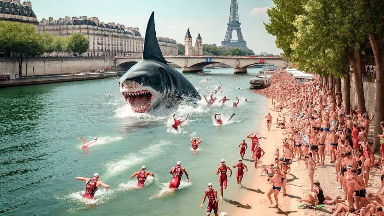 Olympics in Paris Canceled With Sudden Appearance of Huge Shark That Devours Everyone in Its Front