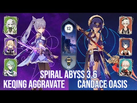 C3 Keqing Aggravate and C6 Candace Oasis - Genshin Impact Abyss 3.6 - Floor 12 9 Stars