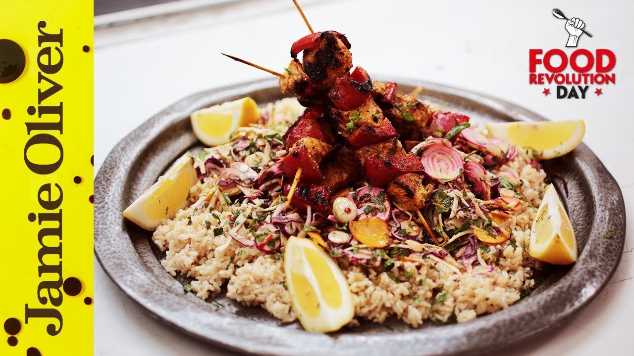 Tandoori chicken kebabs: Jamie Oliver