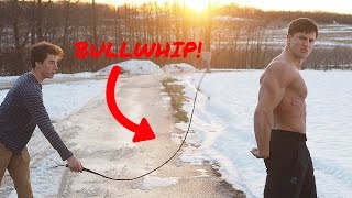 BODYBUILDER VS BULLWHIP | Insane Bullwhip Challenge Gone Right | Slow Motion Bullwhip