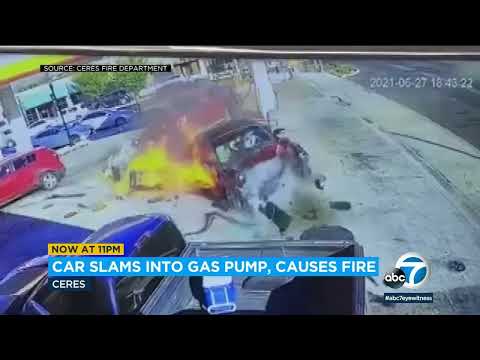 Security Camera Captures A Car Plowing Straight Into A Gas Station