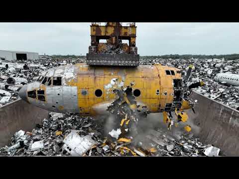 Satisfying Metal Drop: Rusty Plane Fuselage vs Giant Magnet Crane