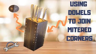 Corner Dowels Walnut Knife Block// FREE PLANS #Cornerdoweljig #Rockler