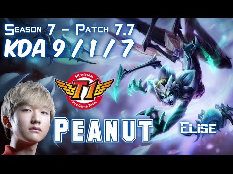 SKT T1 Peanut ELISE vs LEE SIN Jungle - Patch 7.7 KR Ranked