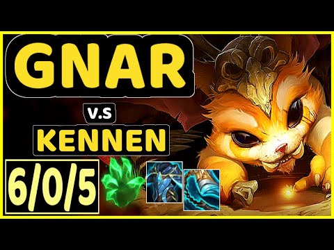 RICH (GNAR) vs KENNEN - 6/0/5 KDA TOP CHALLENGER GAMEPLAY - KR