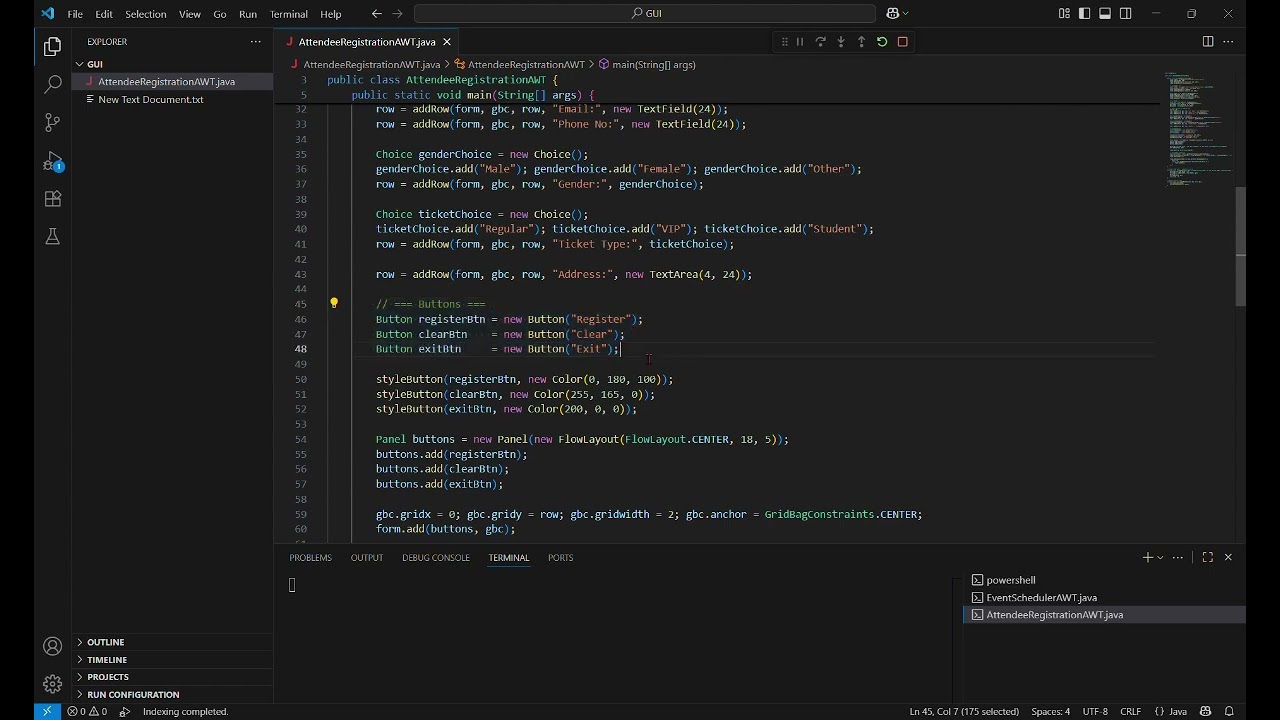Event-Driven Programming - Java AWT GUI and design