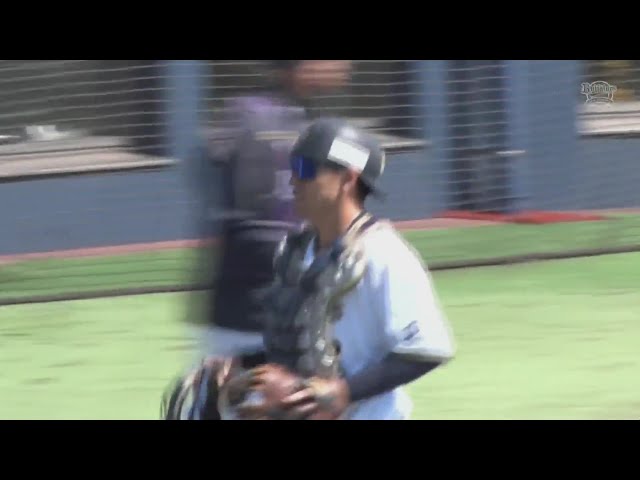 【ファーム】三振を奪った後、見事な送球!! バファローズ・福永奨 強肩を活かした盗塁阻止!! 2024年3月27日 オリックス・バファローズ 対 阪神タイガース