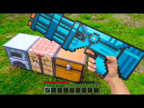 Skreeper - Minecraft in Real Life POV CRAFTING DIAMOND GUN - Realistic Minecraft vs real life