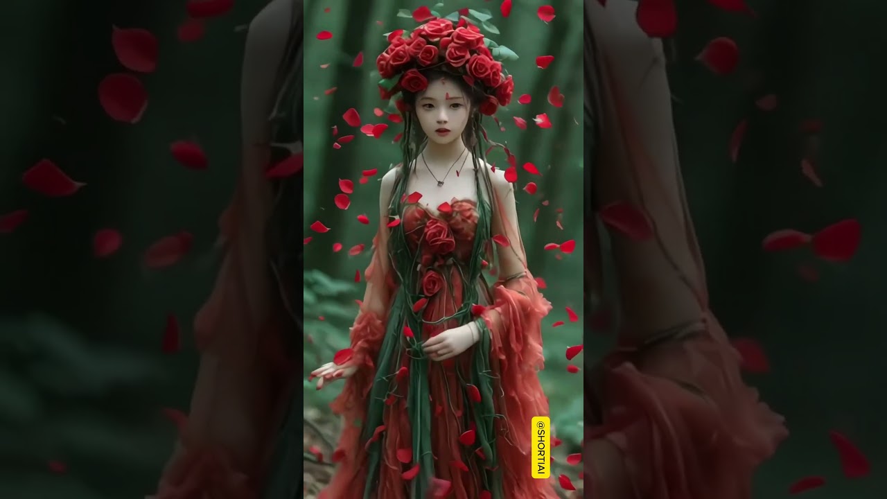 AI Magic: AI Generated Video: A Red Rose Transforms Into a Cute Baby Beautiful Woman! #ai #shorts