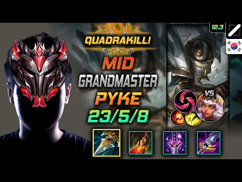 GrandMaster Pyke Mid vs Qiyana - 천상계 미드 파이크 자발 칼날비 - LOL KR 12.3