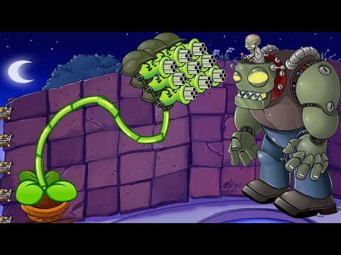 999 Gatling Pea Army vs Dr. Zomboss Roof Boss Fight | Plants vs Zombies OP Hack Gameplay
