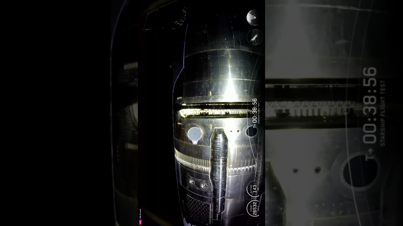 Starship in space as seen from a Starlink satellite!!!