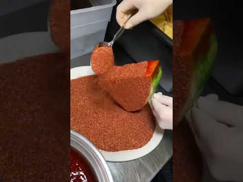 The most viral & drooling sandia watermelon dipping Chamoy sauce and Tajin