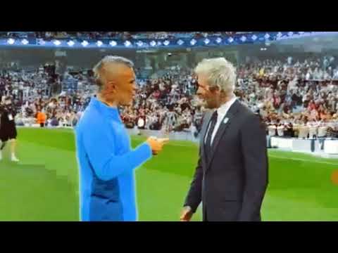 Robbie Williams  and David Beckham at Soccer Aid 2021