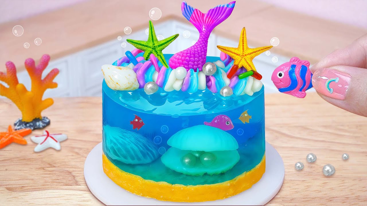 Fresh Miniature Ocean Mermaid Jelly Cake Decorating Idea for Summer 🍉 Miniature Jello Cake Recipe