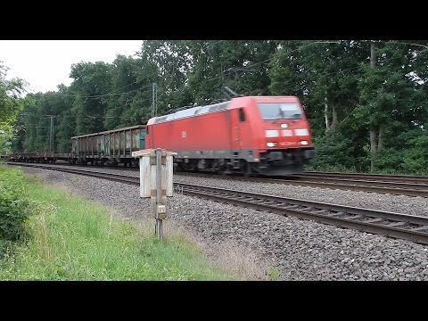 DB BR185 with mixed freight going South, at Bf Kanal (Güterumgehungsbahn Münster)