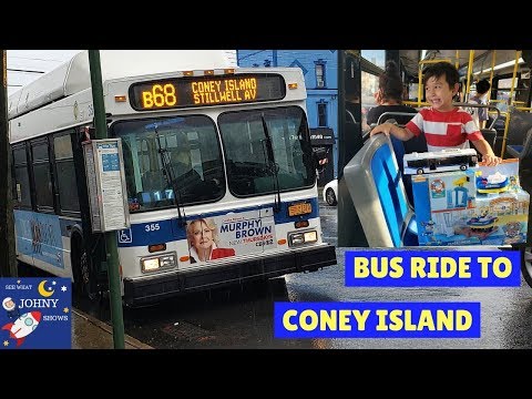 Johny Rides The MTA Bus With his MTA Bus Toy To Coney Island Video