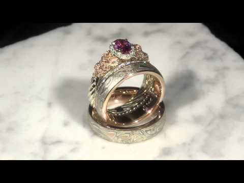 Floral Bouquet Engagement & Wedding Ring Set