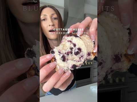 3 Ingredient Cottage Cheese Blueberry Biscuits!