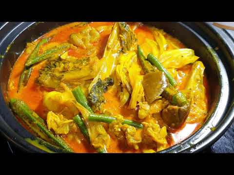 Barramundi fish head curry (ingredient list provided)