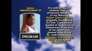 Esther Gloria Flavius ~ Short Obituary