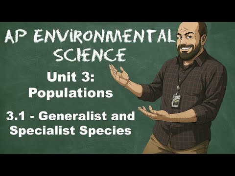 AP Environmental Science Unit 3 – Topic 3.1: Generalist and Specialist Species