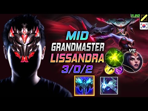 GrandMaster Lissandra MID vs LeBlanc - 천상계 미드 리산드라 템트리 룬 만년서리 여진 リサンドラ Лиссандра 冰霜女巫 - KR 11.20