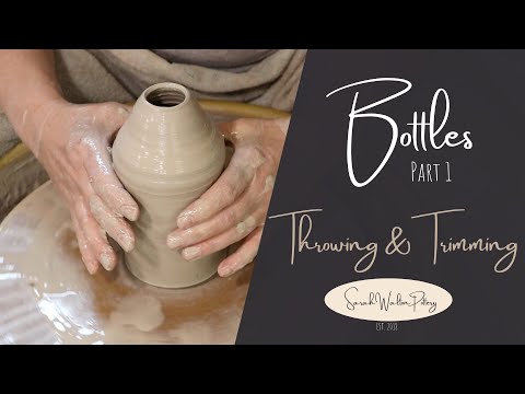 Beginner Pottery Wheel - Bottles Part 1-Throwing and Trimming   HD 1080p