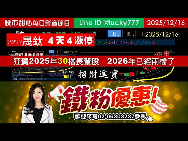 1216【甜心盤後影音】【招財進寶鐵粉專案】2025年30檔長輩股，2026年累計兩檔長輩股