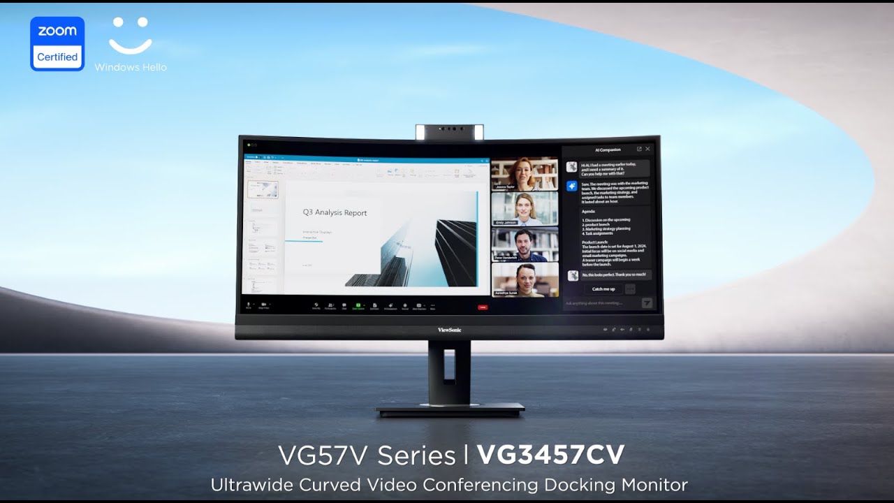 ViewSonic VG3457CV|Ultrawide Curved Video Conferencing Docking Monitor