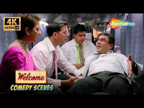 Dr. Ghunghroo FAKES a HEART ATTACK | Welcome Movie Comedy Scene in 4K | Akshay Kumar, Katrina Kaif
