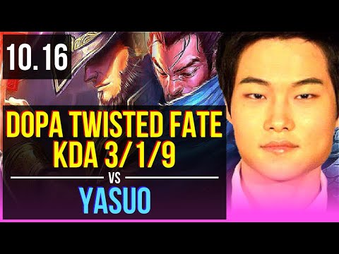 Dopa TWISTED FATE vs YASUO (MID) | KDA 3/1/9 | KR Master | v10.16