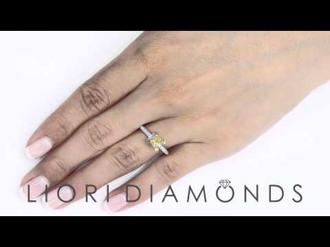 FD-039 - 1.10 Carat Fancy Yellow Cushion Cut Diamond Engagement Ring 18k White Gold
