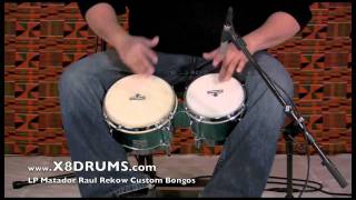 Video thumbnail for Bongos at X8 Drums: LP Matador Raul Rekow Custom Fiberglass Bongos M200F-KR by X8 Drums