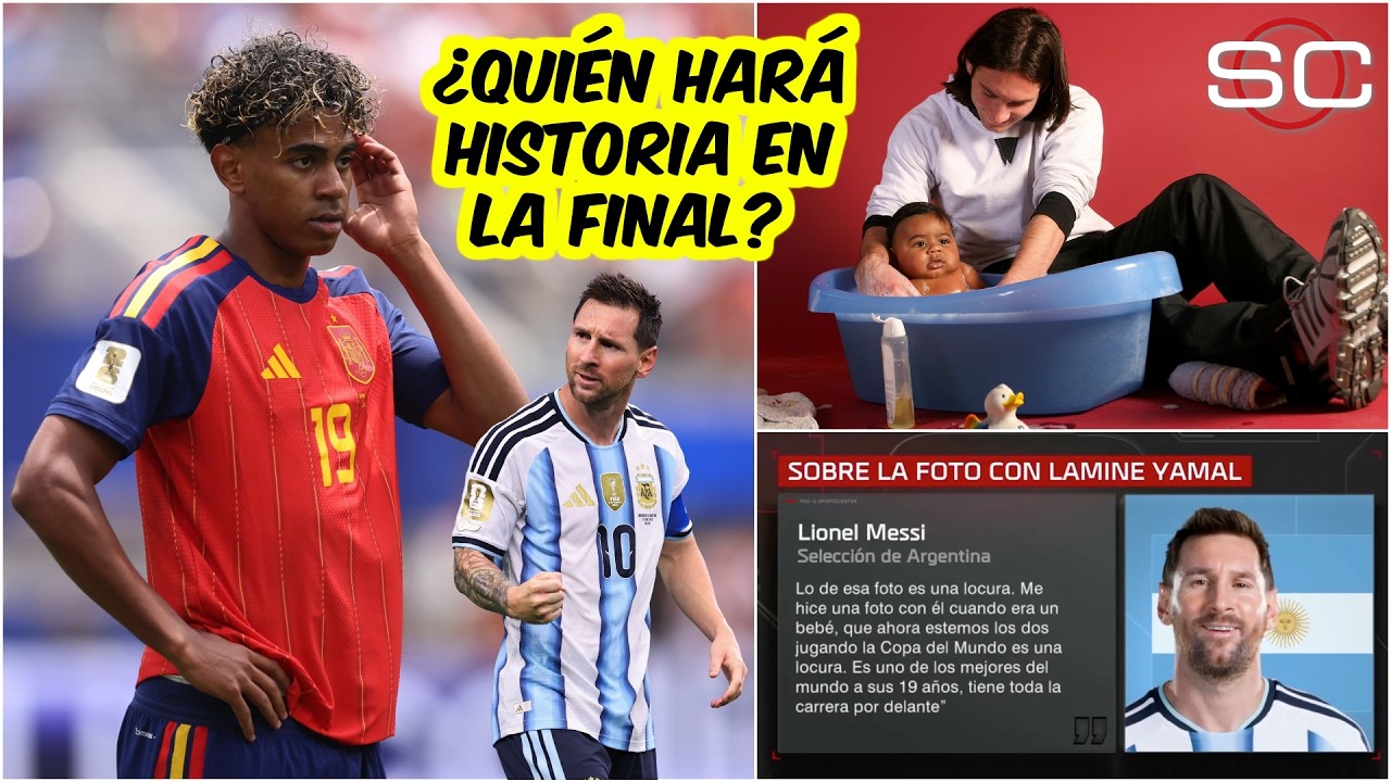 LA FOTO de MESSI y LAMINE YAMAL que CALIENTA la final entre ARGENTINA vs ESPAÑA |  | SportsCenter