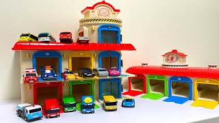 Tayo the Little Bus☆Let's play in the multi-story parking lot with elevator!