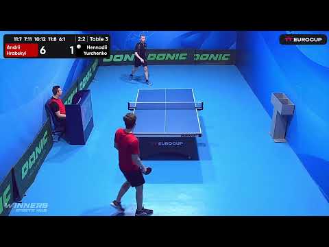 13:15 Andrii Hrabskyi 3-2 Hennadii Yurchenko 22.04.2023 TT Euro.Cup Ukraine Master. Table 3