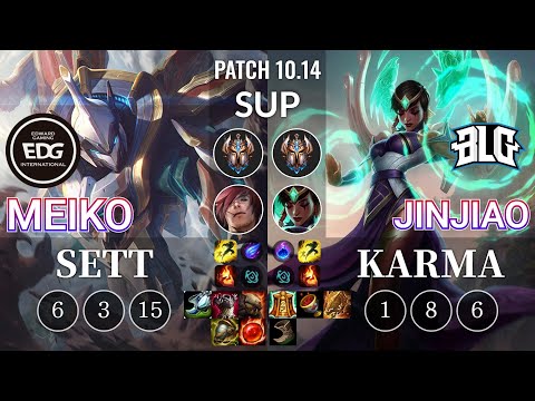 EDG Meiko Sett vs BLG Jinjiao Karma Sup - KR Patch 10.14