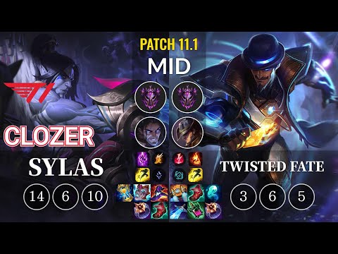 T1 Clozer Sylas vs Twisted Fate Mid - KR Patch 11.1