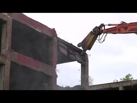 Demolition begins on part of the Detroit Packard Plant