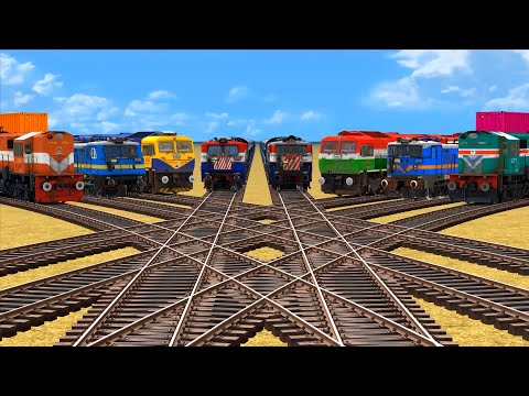 8 TRANSPORTING DIFFERENT TRAINS CRISS CROSS ON RISKY SHARP BEND RAILROAD TRACK #172 Train Simulator