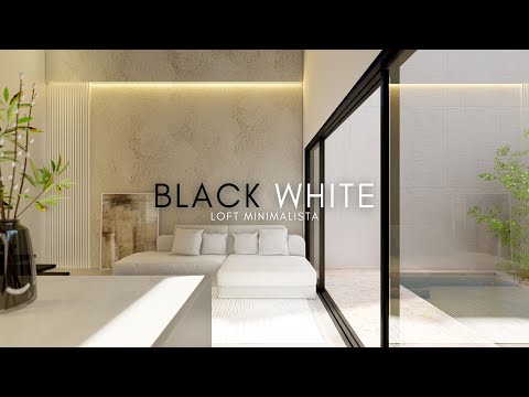LOFT  DE 5X10 METROS MINIMALISTA COM BELO PÁTIO E PISCINA - BLACK WHITE