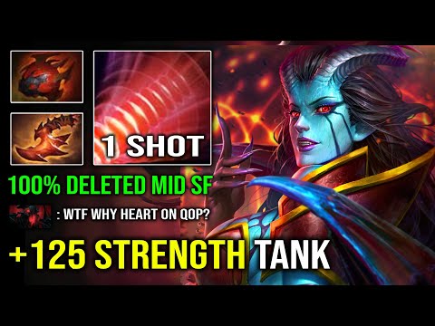 WTF +125 Strength Heart Queen of Pain 100% Deleted Mid SF with Instant 1 Shot Sonic Wave Dota 2