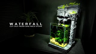 DIY Stone Base Waterfall Fountain cut out from One Piece Stone ? No Co2,No Filter,No Ferts aquascape