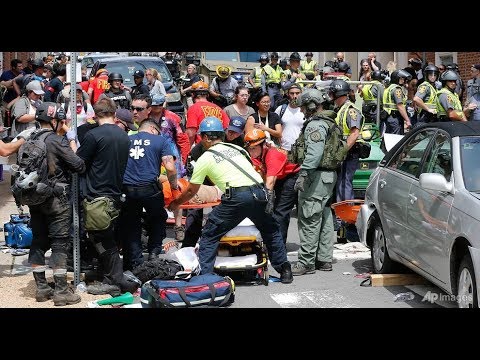 RAW Car rams into protesters at rally Charlottesville Virginia August 2017 Video