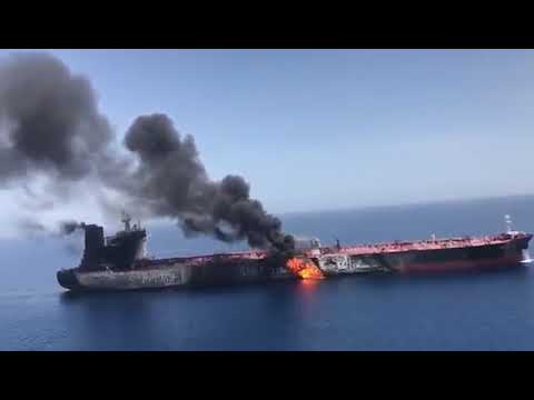 RAW Oil tanker Gulf of Oman attacked on Fire Breaking News June 2019 Video