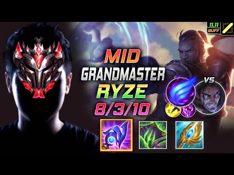 GrandMaster Ryze MID vs Sylas - 천상계 미드 라이즈 템트리 룬 루덴 난입 ライズ Райз 符文法师 雷茲 - LOL KR 11.11