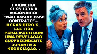 FAXINEIRA SUSSURRA A MILIONÁRIO: "NÃO ASSINE ESSE CONTRATO"... HORAS DEPOIS, ELE FICA PARALISADO COM