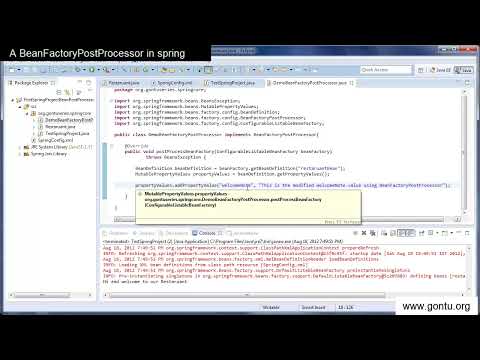 Spring Tutorial 16   A BeanFactoryPostProcessor concept in spring  with hands on using Eclipse